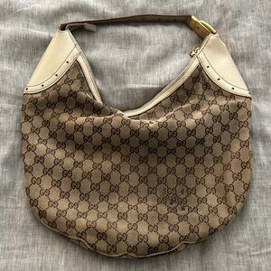 Gucci Beige/Off White GG Canvas and Leather Glam Hobo